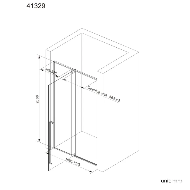 Cologne Stainless Steel Easy Clean 8mm Hinged Shower Door 1100mm