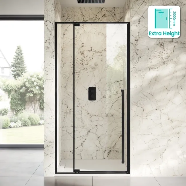 Cologne Matt Black Easy Clean 8mm Hinged Shower Door 1000mm