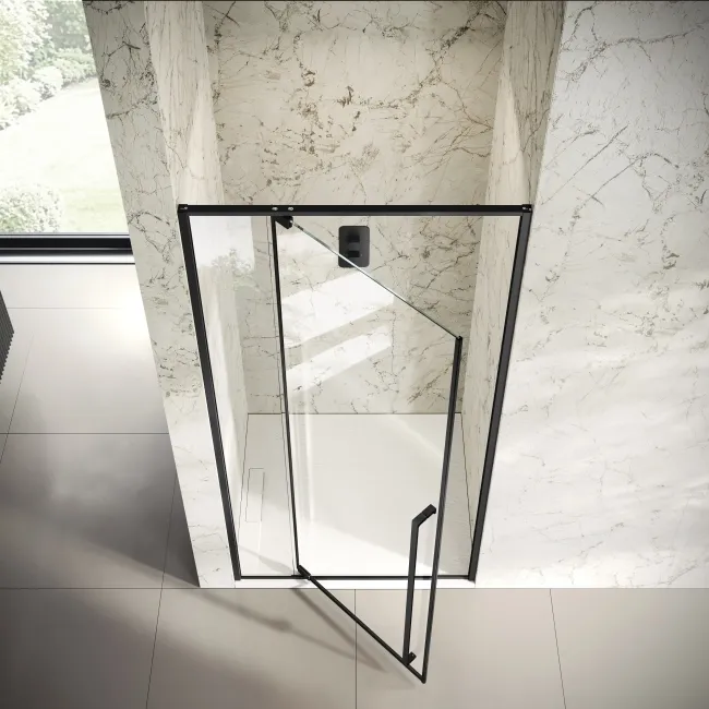 Cologne Matt Black Easy Clean 8mm Hinged Shower Door 1100mm