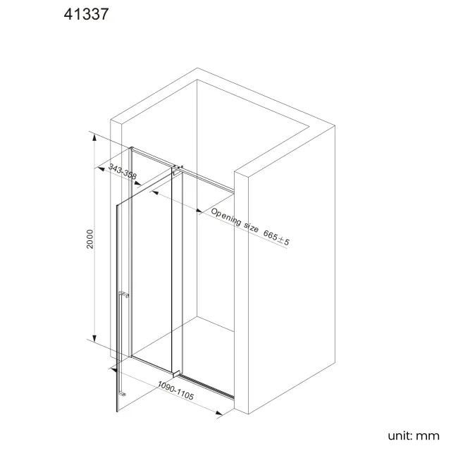 Cologne Matt Black Easy Clean 8mm Hinged Shower Door 1100mm