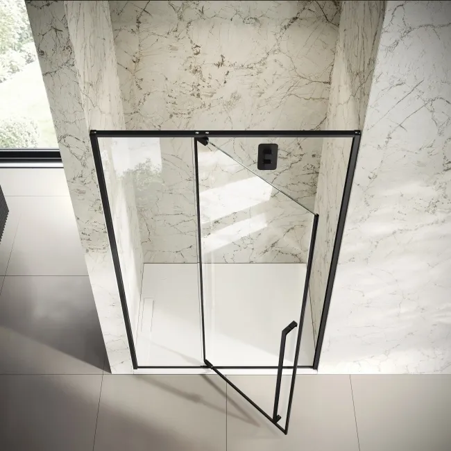 Cologne Matt Black Easy Clean 8mm Hinged Shower Door 1200mm