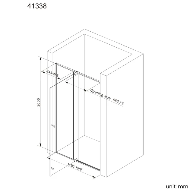 Cologne Matt Black Easy Clean 8mm Hinged Shower Door 1200mm