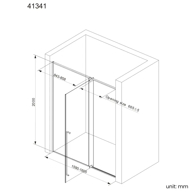 Cologne Matt Black Easy Clean 8mm Hinged Shower Door 1600mm
