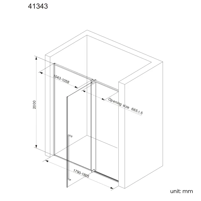 Cologne Matt Black Easy Clean 8mm Hinged Shower Door 1800mm