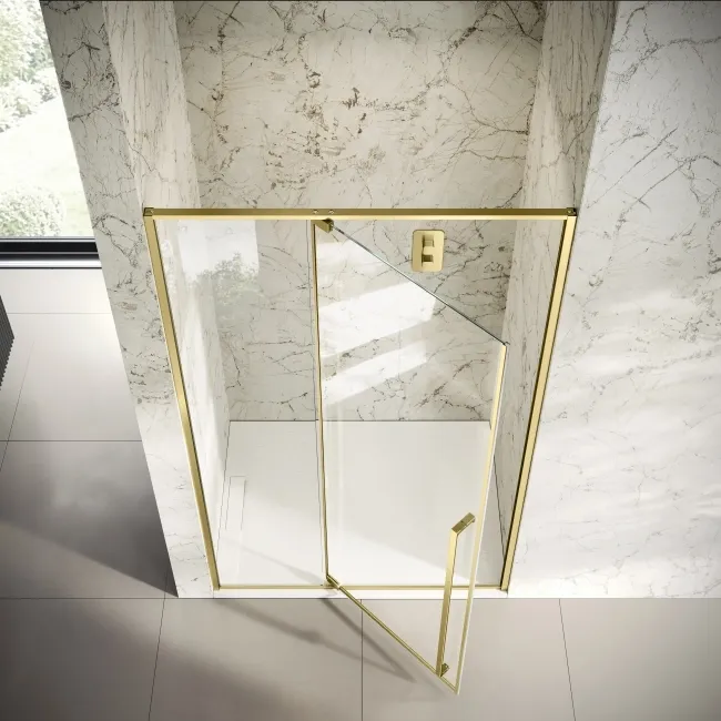 Cologne Brushed Brass Easy Clean 8mm Hinged Shower Door 1200mm