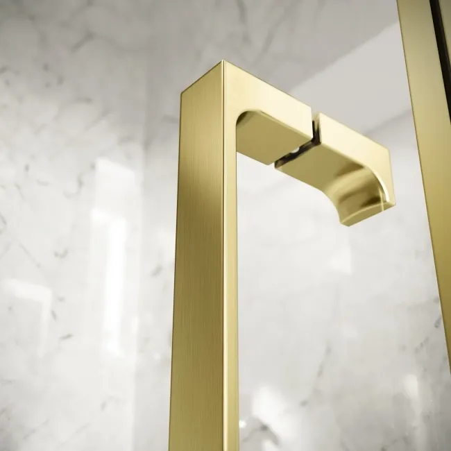 Cologne Brushed Brass Easy Clean 8mm Hinged Shower Door 1500mm