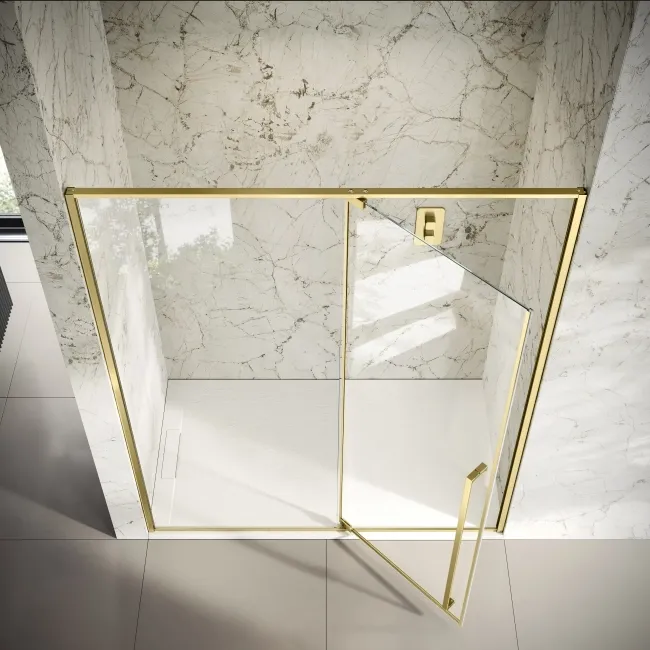 Cologne Brushed Brass Easy Clean 8mm Hinged Shower Door 1600mm