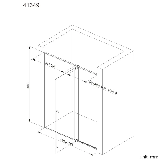 Cologne Brushed Brass Easy Clean 8mm Hinged Shower Door 1600mm