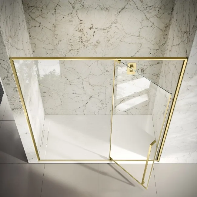 Cologne Brushed Brass Easy Clean 8mm Hinged Shower Door 1700mm