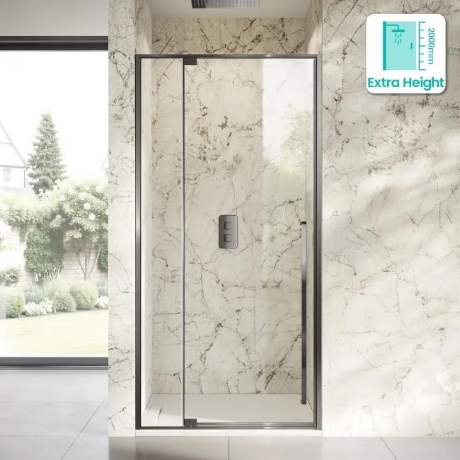 Cologne Brushed Gunmetal Easy Clean 8mm Hinged Shower Door 1000mm