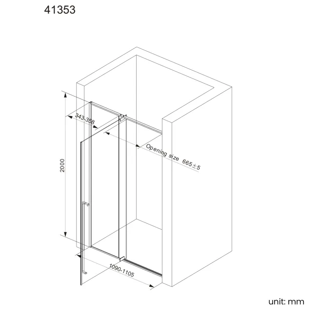 Cologne Brushed Gunmetal Easy Clean 8mm Hinged Shower Door 1100mm