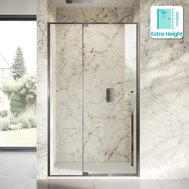 Cologne Brushed Gunmetal Easy Clean 8mm Hinged Shower Door 1200mm