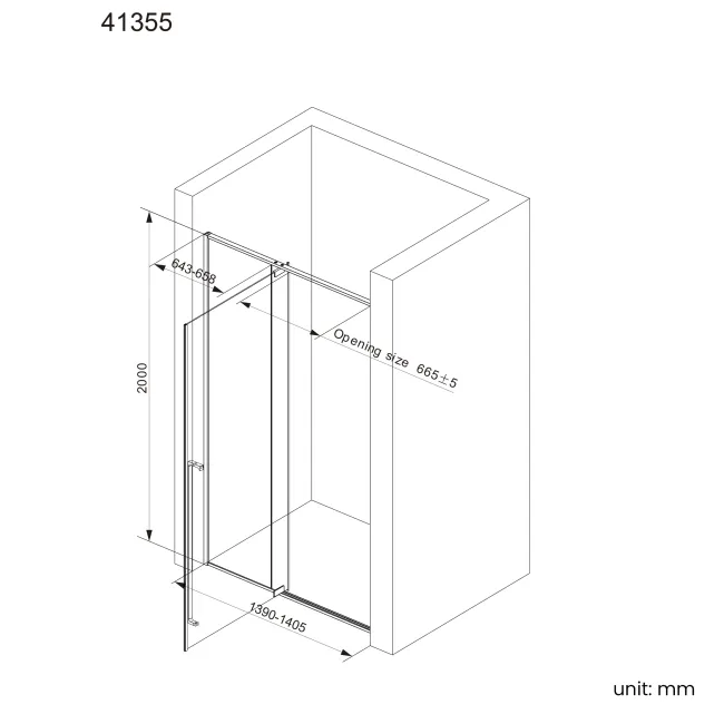 Cologne Brushed Gunmetal Easy Clean 8mm Hinged Shower Door 1400mm