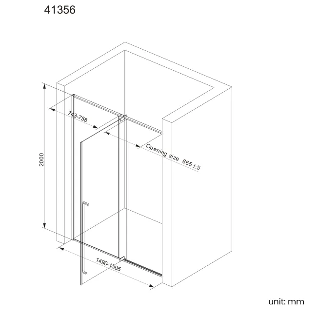 Cologne Brushed Gunmetal Easy Clean 8mm Hinged Shower Door 1500mm