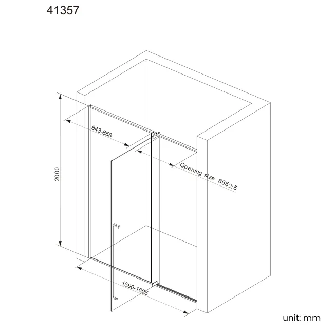Cologne Brushed Gunmetal Easy Clean 8mm Hinged Shower Door 1600mm