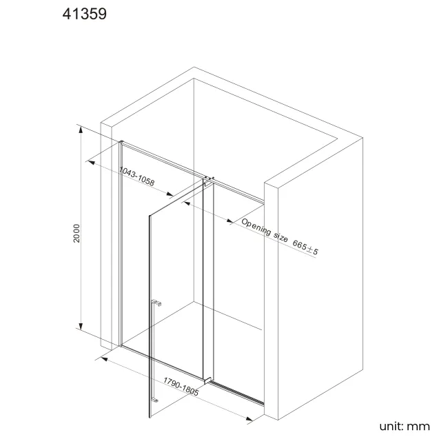 Cologne Brushed Gunmetal Easy Clean 8mm Hinged Shower Door 1800mm