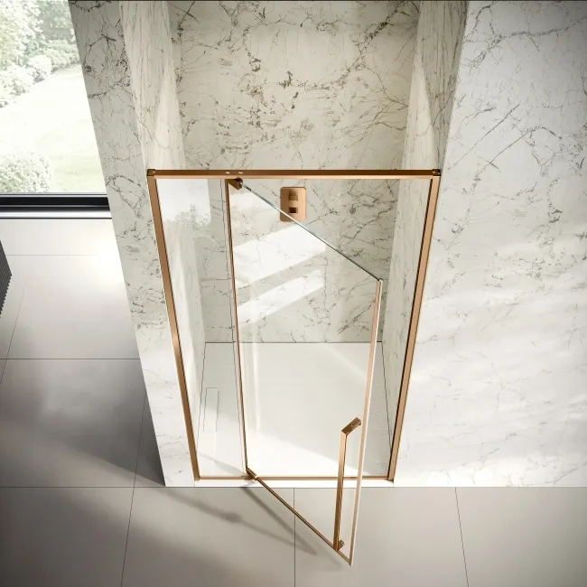 Cologne Brushed Copper Easy Clean 8mm Hinged Shower Door 1000mm