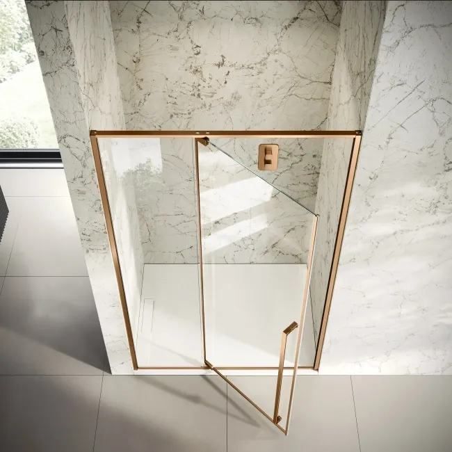 Cologne Brushed Copper Easy Clean 8mm Hinged Shower Door 1200mm
