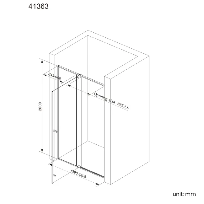 Cologne Brushed Copper Easy Clean 8mm Hinged Shower Door 1400mm