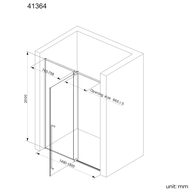 Cologne Brushed Copper Easy Clean 8mm Hinged Shower Door 1500mm