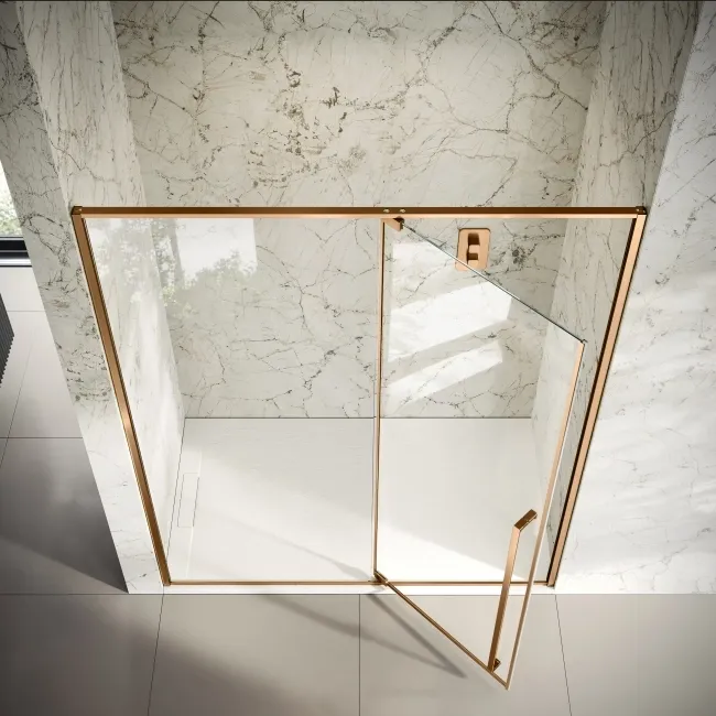 Cologne Brushed Copper Easy Clean 8mm Hinged Shower Door 1600mm
