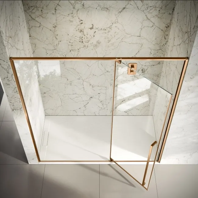 Cologne Brushed Copper Easy Clean 8mm Hinged Shower Door 1700mm