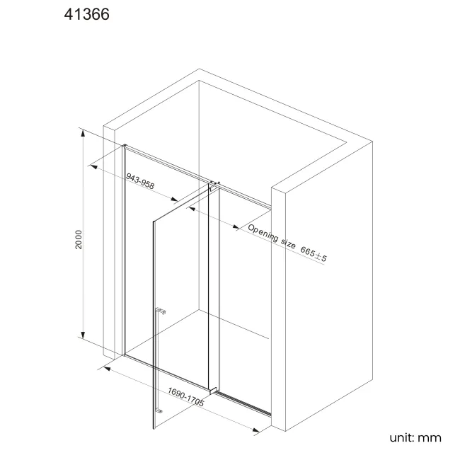 Cologne Brushed Copper Easy Clean 8mm Hinged Shower Door 1700mm