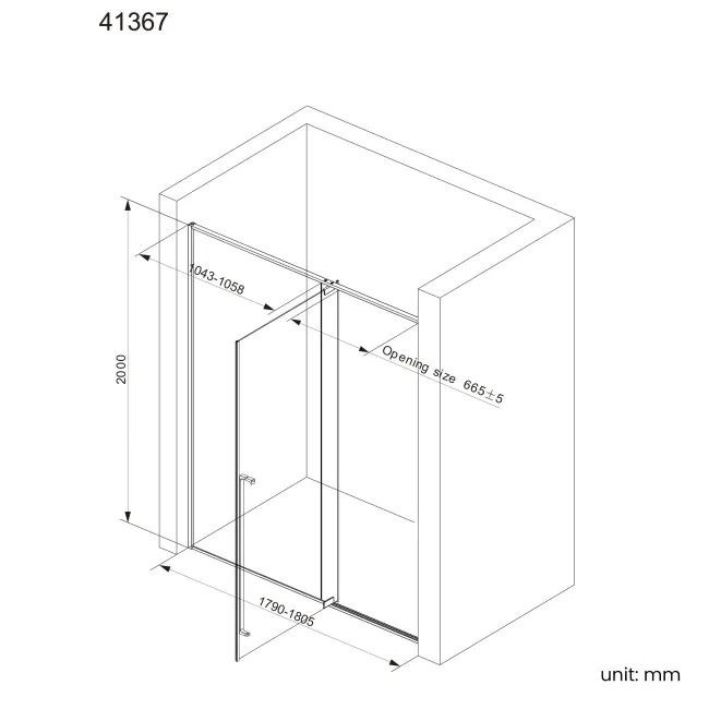 Cologne Brushed Copper Easy Clean 8mm Hinged Shower Door 1800mm