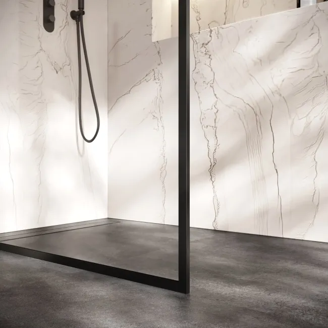 Antwerp Matt Black Framed Easy Clean 8mm Wet Room Shower Glass Panel 1200mm
