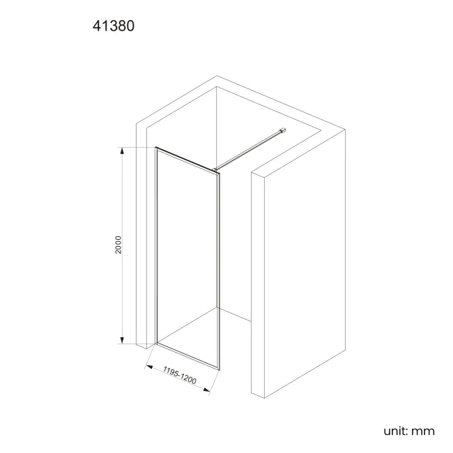 Antwerp Brushed Brass Framed Easy Clean 8mm Wet Room Shower Glass Panel 1200mm
