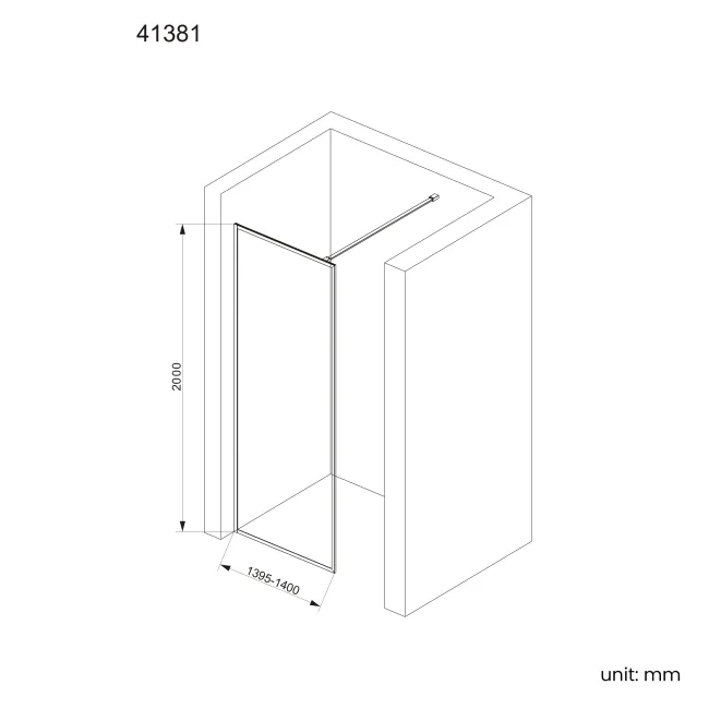 Antwerp Brushed Brass Framed Easy Clean 8mm Wet Room Shower Glass Panel 1400mm