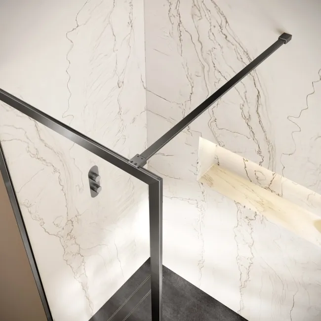 Antwerp Brushed Gunmetal Framed Easy Clean 8mm Wet Room Shower Glass Panel 800mm