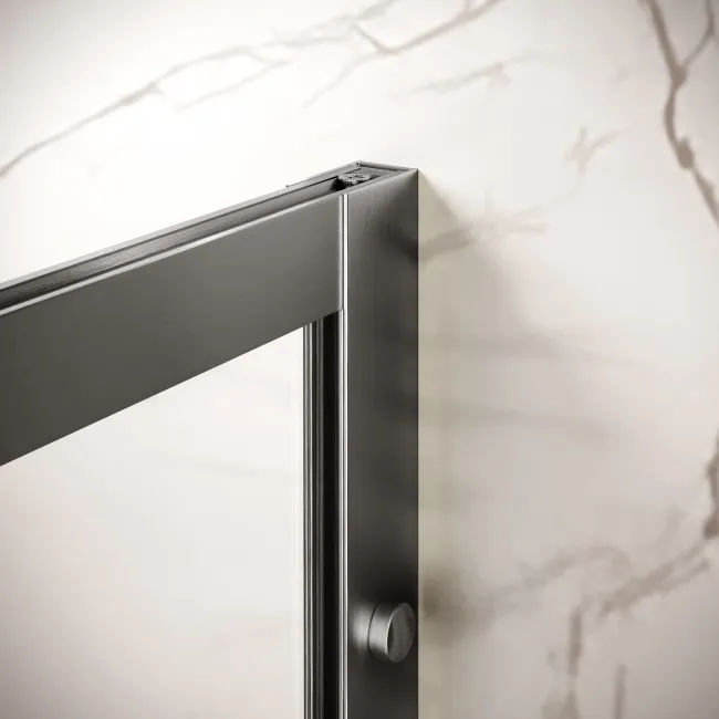 Antwerp Brushed Gunmetal Framed Easy Clean 8mm Wet Room Shower Glass Panel 1000mm