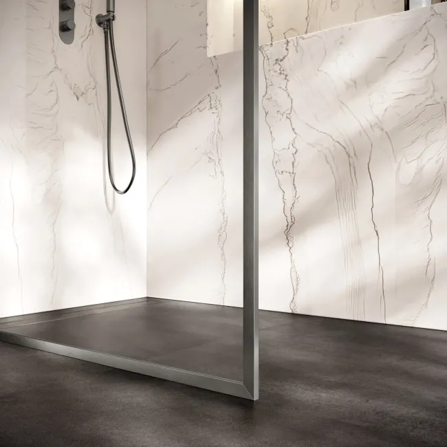 Antwerp Brushed Gunmetal Framed Easy Clean 8mm Wet Room Shower Glass Panel 1100mm