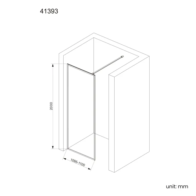 Antwerp Brushed Copper Framed Easy Clean 8mm Wet Room Shower Glass Panel 1100mm