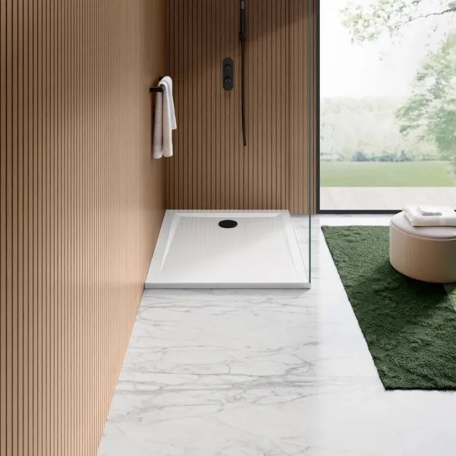 Sydney Low Profile Rectangular Gloss White Stone Shower Tray 1000x700mm