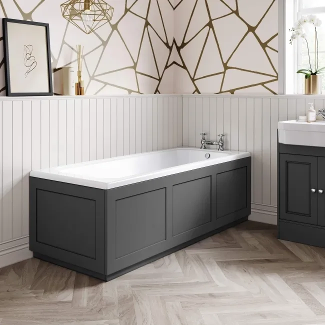 Traditional Slate Grey Wooden Bath End Panel 680mm