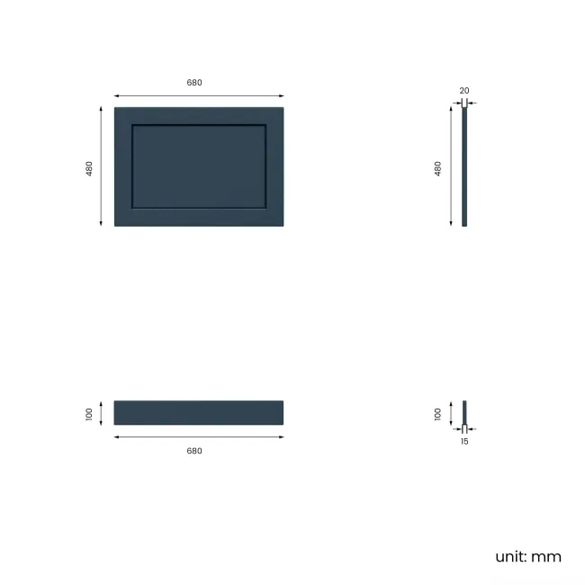 Traditional Navy Blue Wooden Bath End Panel 680mm