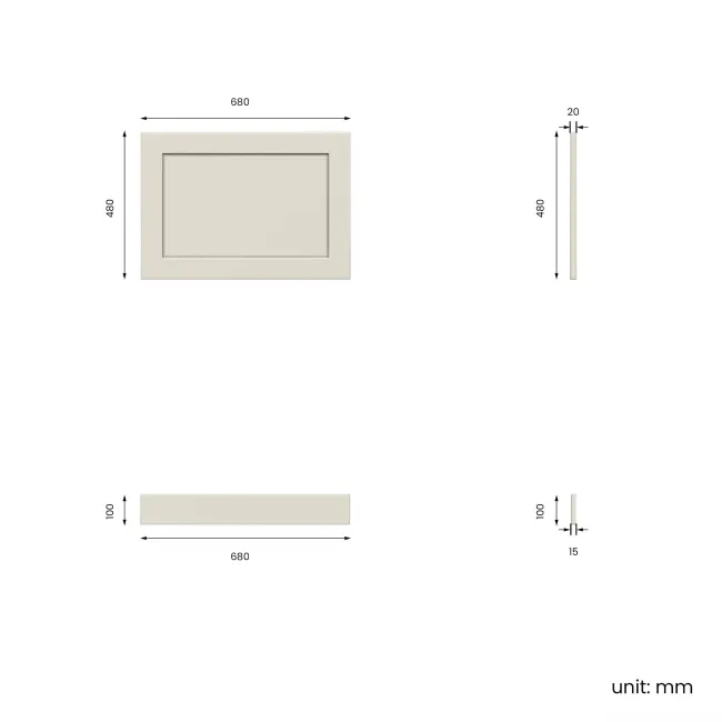 Traditional Linen White Wooden Bath End Panel 680mm