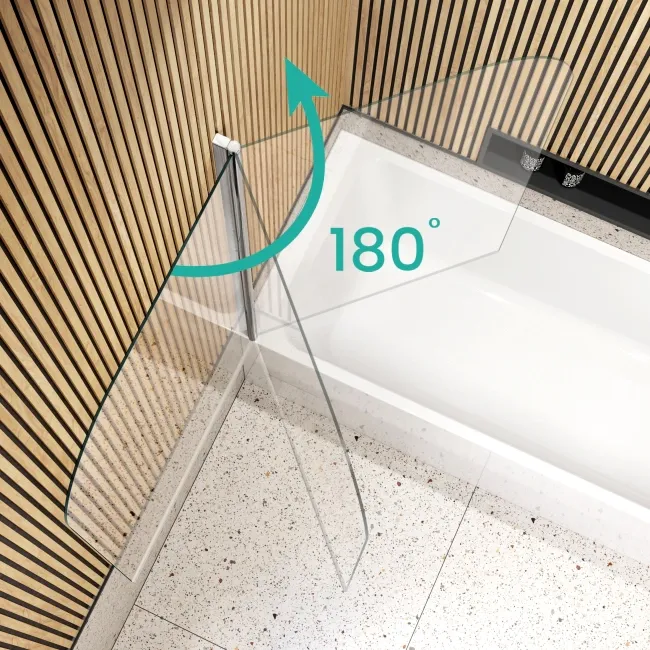 Linz Easy Clean 6mm Chrome Bath Screen - 800mm