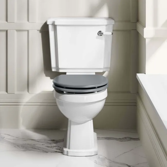 Hudson Traditional Dove Grey Wooden Soft Close Toilet Seat