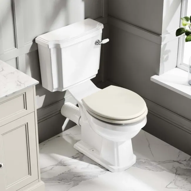 Hudson Traditional Chalk White Wooden Soft Close Toilet Seat
