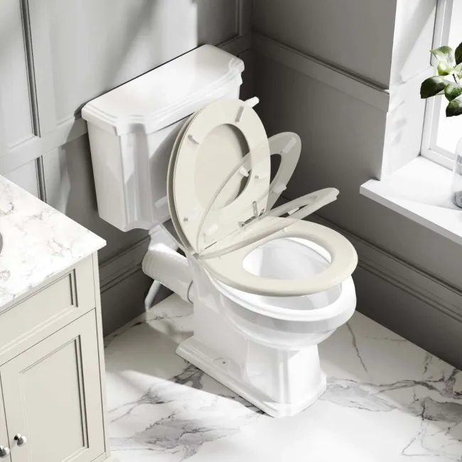 Hudson Traditional Chalk White Wooden Soft Close Toilet Seat