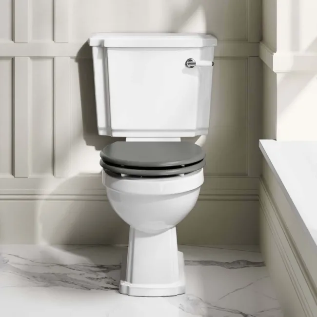 Hudson Traditional Graphite Grey Wooden Soft Close Toilet Seat