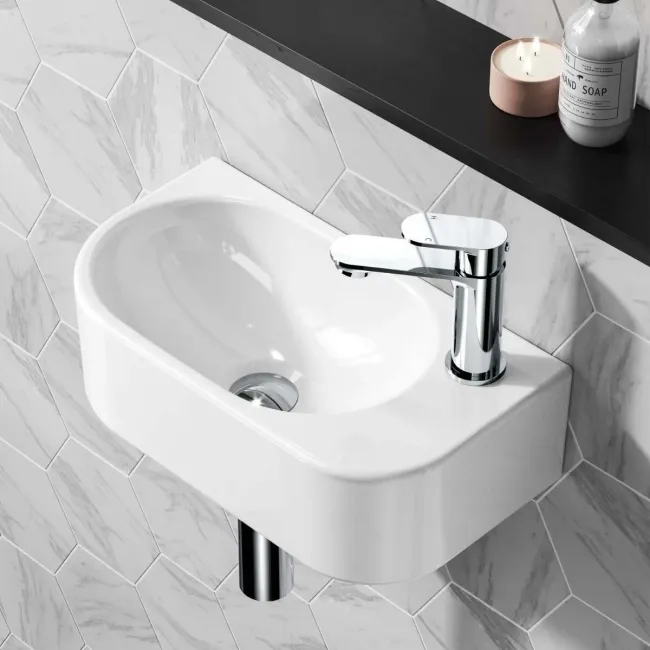 Georgia Wall Hung Right Hand 400mm Cloakroom Basin