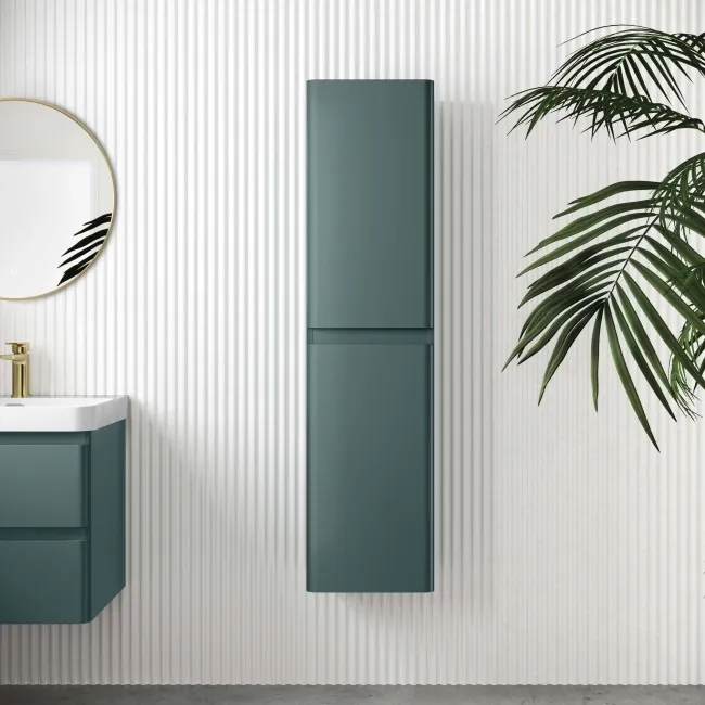 Midnight Green Wall Hung Tall Cabinet 1400x350mm