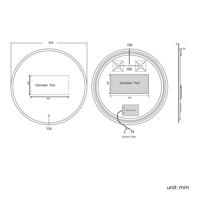 Aria Round Illuminated LED Mirror 800mm
