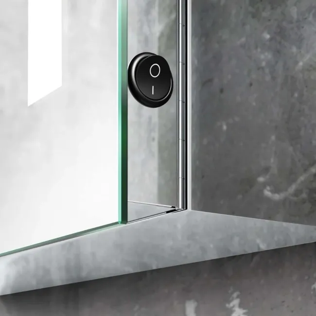 Emielia Battery Powered Illuminated LED Mirror Cabinet 600x600mm