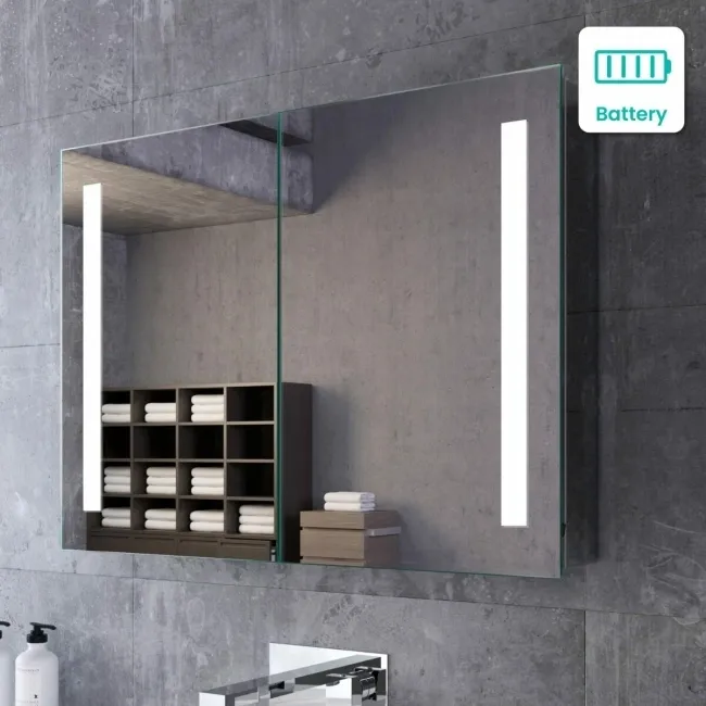 Emielia Battery Powered Illuminated LED Mirror Cabinet 600x800mm