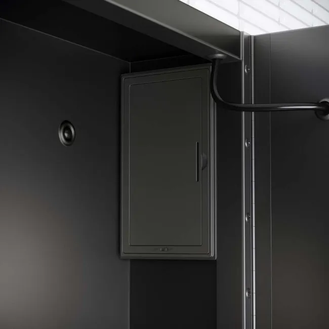 Mia Battery Powered Black Framed Illuminated LED Mirror Cabinet 710x500mm